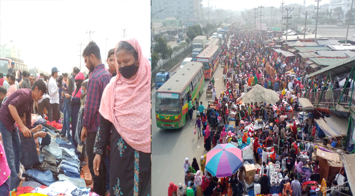 আশুলিয়ায় শীতের পোশাকের দোকানে ক্রেতাদের উপচেপড়া ভীর