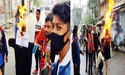 তথ্য প্রতিমন্ত্রী মুরাদের কুশপুতুল দাহ