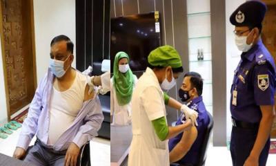 করোনা টিকার দ্বিতীয় ডোজ নিলেন স্বরাষ্ট্রমন্ত্রী ও আইজিপি