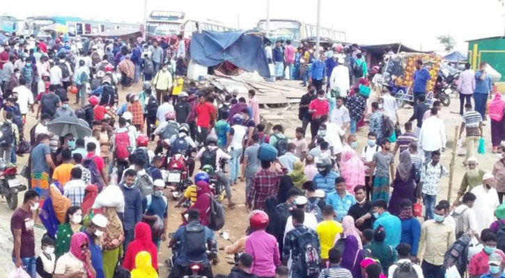 দক্ষিনাঞ্চলের প্রবেশদ্বারে ঈদ ফেরত মানুষের ঢল