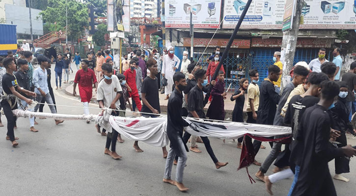 নিষেধাজ্ঞা উপেক্ষা করে রাজধানীতে তাজিয়া মিছিল