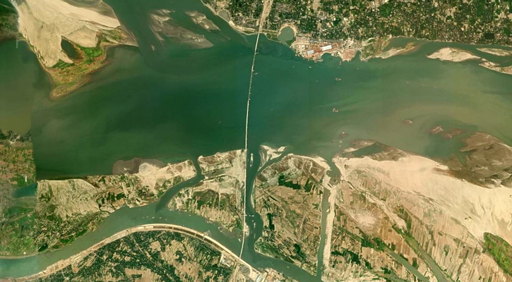 স্যাটেলাইট ছবিতে পদ্মা সেতু