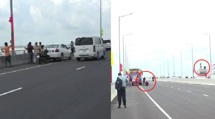 বিধি নিষেধ ভেঙে পদ্মা সেতুতে যানবাহন থামিয়ে সেলফি-ফটোসেশন