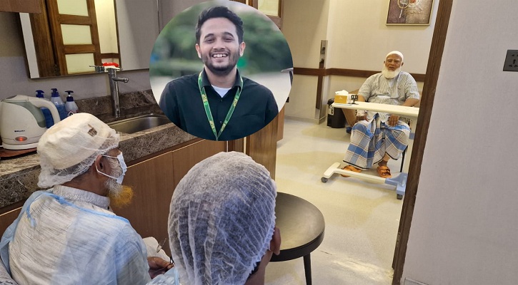 জামায়াত আমিরকে দেখতে হাসপাতালে শহীদ মুগ্ধের বাবা