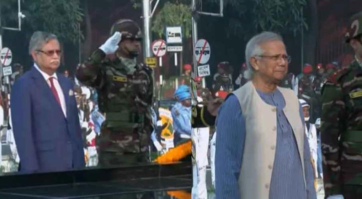 শিখা অনির্বাণে রাষ্ট্রপতি ও প্রধান উপদেষ্টার শ্রদ্ধা