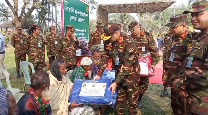 ময়মনসিংহে সেনাবাহিনীর বিনামূল্যে চক্ষু চিকিৎসা ও শীতবস্ত্র বিতরণ