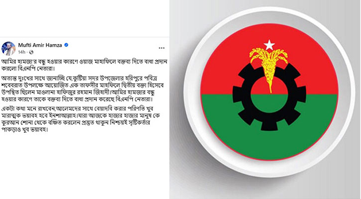 আমির হামজার বন্ধু হওয়ার কারণে ওয়াজে বক্তব্য দিতে দিল না বিএনপি নেতারা