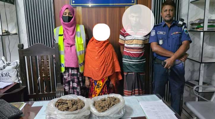 চাঁপাইনবাবগঞ্জে এক কেজি গাঁজাসহ নারীসহ গ্রেপ্তার ২