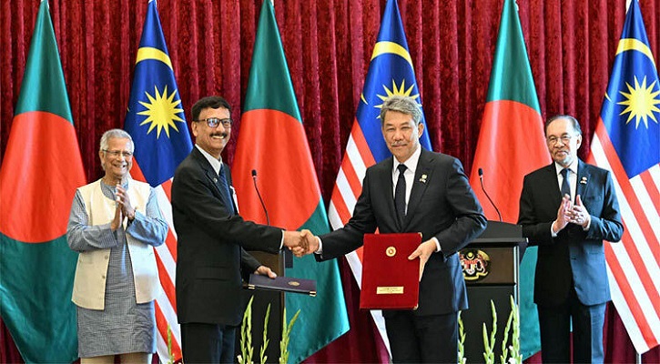 বাংলাদেশ–মালয়েশিয়ার মধ্যে ৫ সমঝোতা স্মারক, ৩ নোট বিনিময় সই