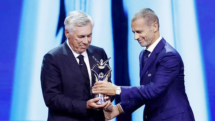 প্রথমবার উয়েফা বর্ষসেরা কোচের পুরস্কার জিতলেন আনচেলত্তি