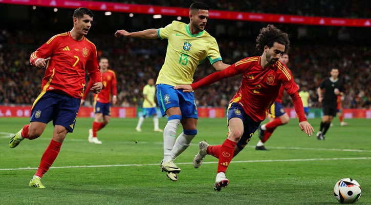 সমতায় শেষ স্পেন-ব্রাজিলের শ্বাসরুদ্ধকর লড়াই