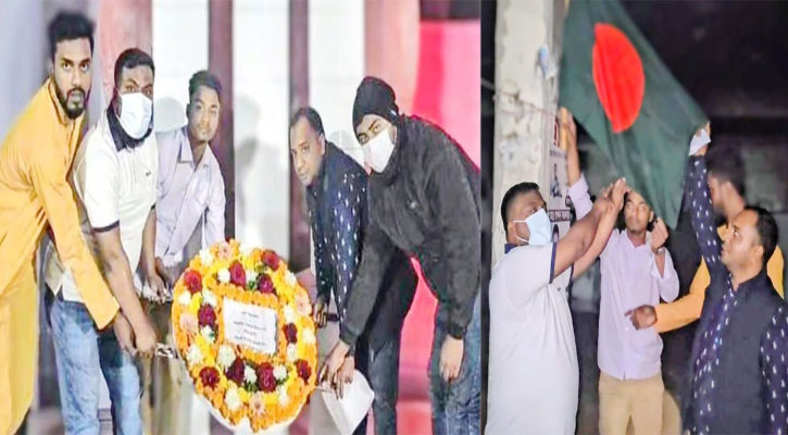 শহীদ মিনারে নিষিদ্ধ আ.লীগের শ্রদ্ধা নিবেদন, পোড়া কার্যালয়ে পতাকা উত্তোলন