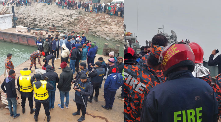 পাটুরিয়ায় ৯ ট্রাকসহ ফেরিডুবি, ৬ জনকে জীবিত উদ্ধার