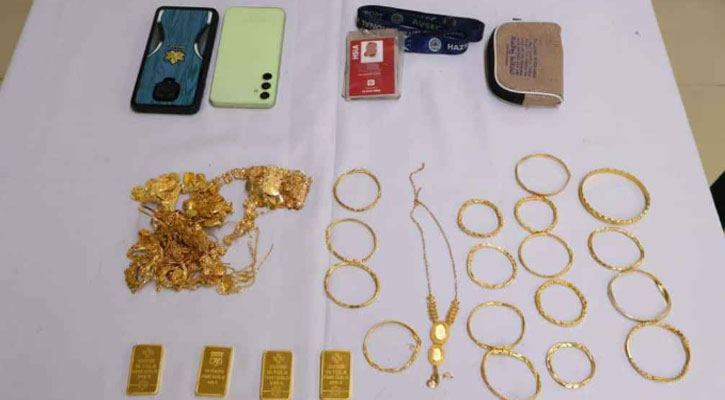 বিমানবন্দরে ৭৬১ গ্রাম স্বর্ণালঙ্কারসহ দুইজন আটক