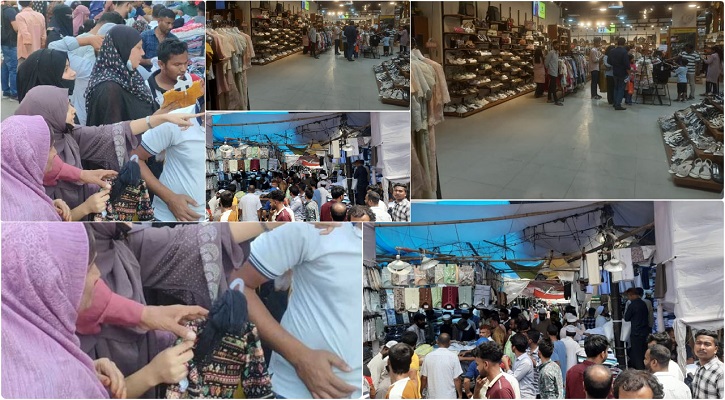 শেষ মুহূর্তের ঈদ কেনাকাটায় ফুটপাত থেকে শপিংমল সর্বত্রই উপচে পড়া ভিড়