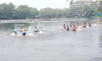 জাবিতে ভেলা বাইচে গ্রামবাংলার ঐতিহ্য উদযাপন