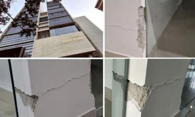 সচিবালয়ের নবনির্মিত ২০ তলা ভবনের বিভিন্ন স্থানে ফাটল