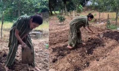 কোদাল হাতে কৃষিকাজে ব্যস্ত জয়া আহসান