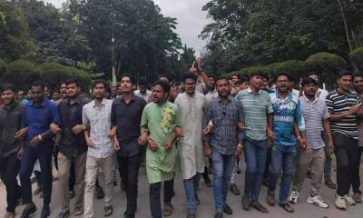জুলাই বিরোধী শক্তির প্রতিবাদে ইবি ছাত্রদের বিক্ষোভ মিছিল
