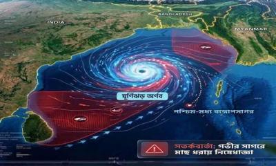 ঘূর্ণিঝড়ে রূপ নিচ্ছে ‘অর্ণব’, চার বন্দরে হুঁশিয়ারি সংকেত