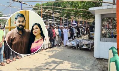 একসঙ্গে জানাজা, পাশাপাশি কবরে চিরনিদ্রায় শায়িত স্বামী-স্ত্রী