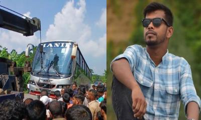 হানিফ পরিবহনের নিচে মোটরসাইকেল, চালক নিহত
