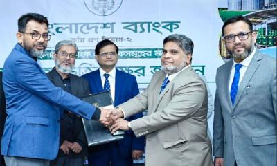 বাংলাদেশ ব্যাংক ও শাহ্জালাল ইসলামী ব্যাংকের মধ্যে পুন:অর্থায়ন স্কিমের চুক্তি স্বাক্ষর