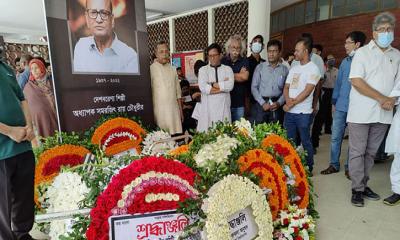 শ্রদ্ধার ফুল ও চোখের জলে সমরজিৎ রায় চৌধুরীকে বিদায়