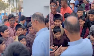 জুমার নামাজ শেষে শিশুদের সাথে প্রধানমন্ত্রীর খুনসুটি