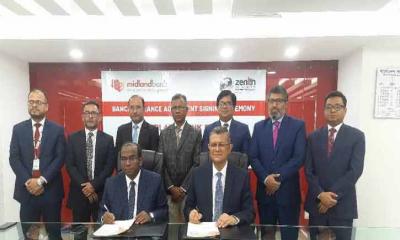 মিডল্যান্ড ব্যাংক ও জেনিথ লাইফের মধ্যে ব্যাংকাসুরেন্স চুক্তি