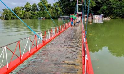 কাপ্তাই হ্রদের পানিতে ডুবেছে ঝুলন্ত সেতু, বাঘাইছড়ির নিম্নাঞ্চল প্লাবিত