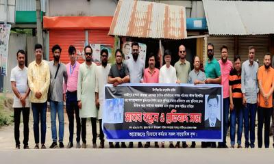 তুহিন হত্যার প্রতিবাদে তিতাসে সাংবাদিকদের মানববন্ধন