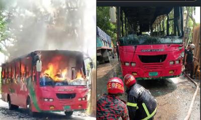 চলন্ত বিআরটিসি বাসে আগুন, অল্পতে রক্ষা যাত্রীদের