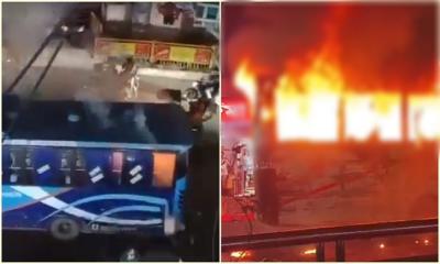 রাজধানীতে একাধিক বাসে আগুন, ককটেল বিস্ফোরণ