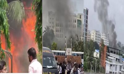 রাজধানীর উত্তরায় প্রশিক্ষণ বিমান বিধ্বস্ত