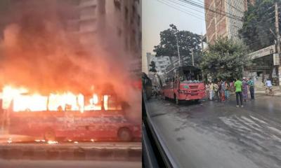 রাজধানীতে দুই বাসে আগুন