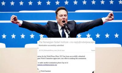 নোবেল শান্তি পুরস্কারের জন্য মনোনয়ন পেলেন মাস্ক