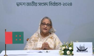 জাতির উদ্দেশে ভাষণে নৌকায় ভোট চাইলেন প্রধানমন্ত্রী