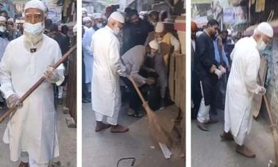 ফজরের নামাজ পড়েই সড়ক পরিষ্কারে বেড়িয়ে পড়লেন বিরোধীদলীয় নেতা