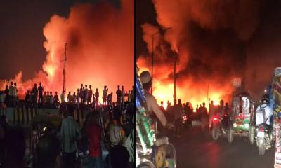 কালশী বস্তিতে আগুন, নেভাতে কাজ করছে ফায়ার সার্ভিস