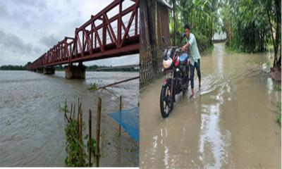 পানিতে ভরপুর তিস্তা, তলিয়ে যাচ্ছে লালমনিরহাটের নিম্নাঞ্চল 