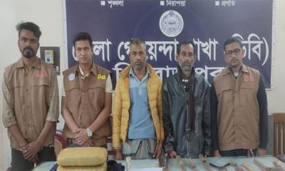 পিরোজপুরে দেশীয় অস্ত্র-মাদকসহ দুই ডাকাত আটক