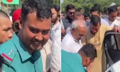 রিজভীর পা ধরে সালাম করা ট্রাফিক সার্জেন্ট ক্লোজড