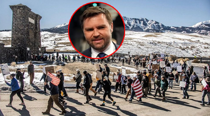 যুক্তরাষ্ট্রে ইউক্রেন সমর্থকদের বিক্ষোভ, অজ্ঞাত স্থানে মার্কিন ভাইস প্রেসিডেন্ট