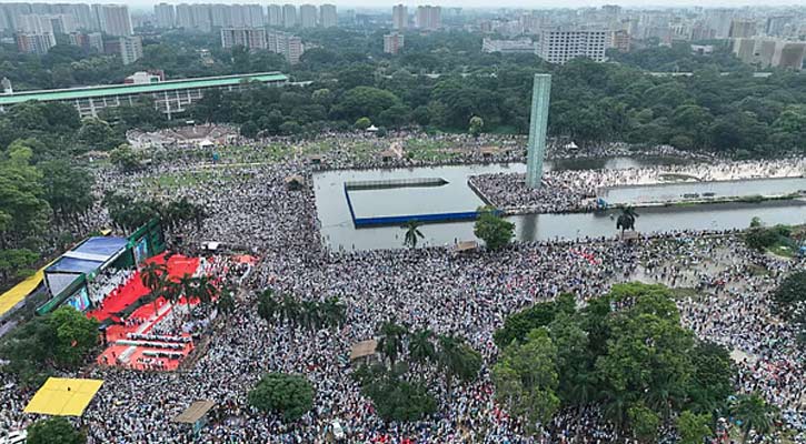 জামায়াতের সমাবেশে বিপুল উপস্থিতি, বক্তব্য রাখছেন নেতারা