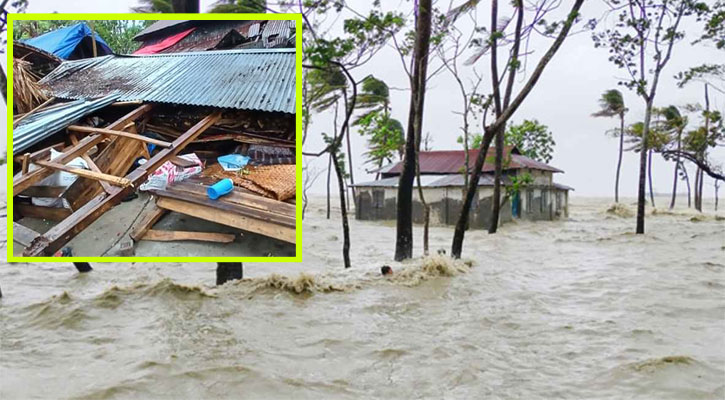 চারদিকে শুধু থৈ থৈ পানি, ঘর বাড়ি ভেঙ্গে বিধ্বস্ত