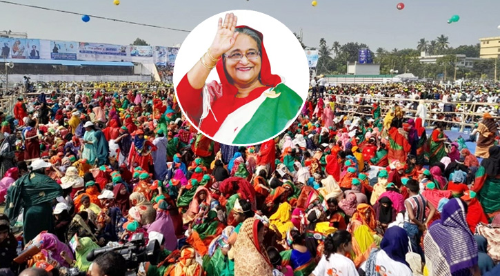 যশোরে জনসভায় প্রধানমন্ত্রী, কানায় কানায় পূর্ণ স্টেডিয়াম