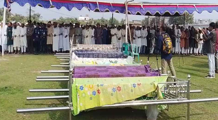 বাগেরহাটে দুর্ঘটনায় বর সাব্বিরসহ পরিবারের ৯ জনের দাফন সম্পন্ন