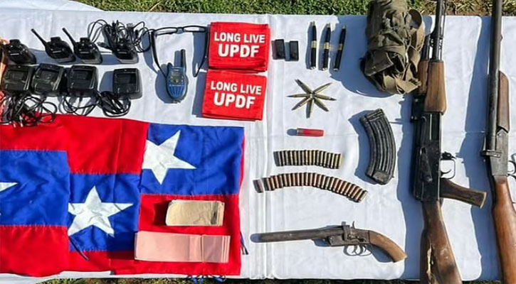 বাঘাইছড়িতে ইউপিডিএফের আস্তানায় অভিযান, একে-৪৭ উদ্ধার