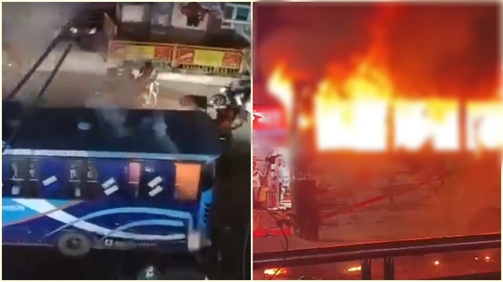 রাজধানীতে একাধিক বাসে আগুন, ককটেল বিস্ফোরণ